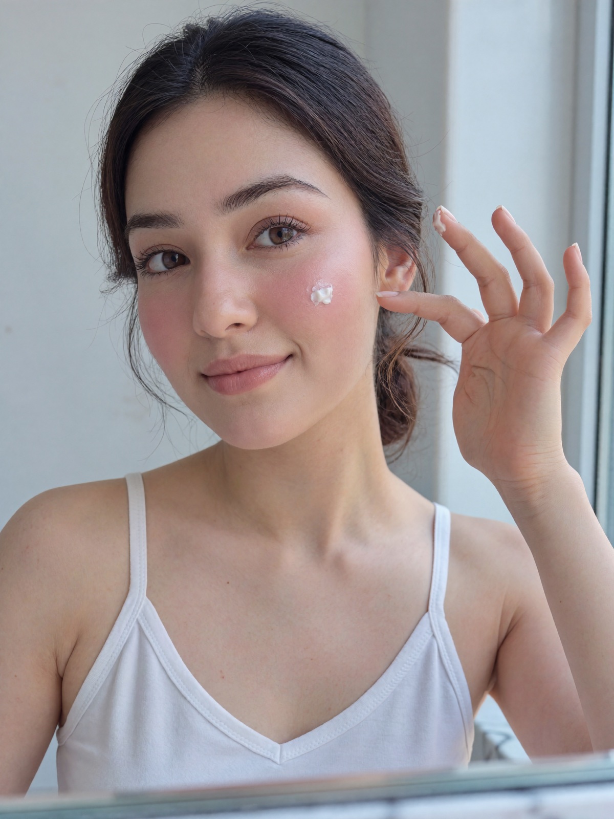 Siya applying skincare, fresh glowing skin